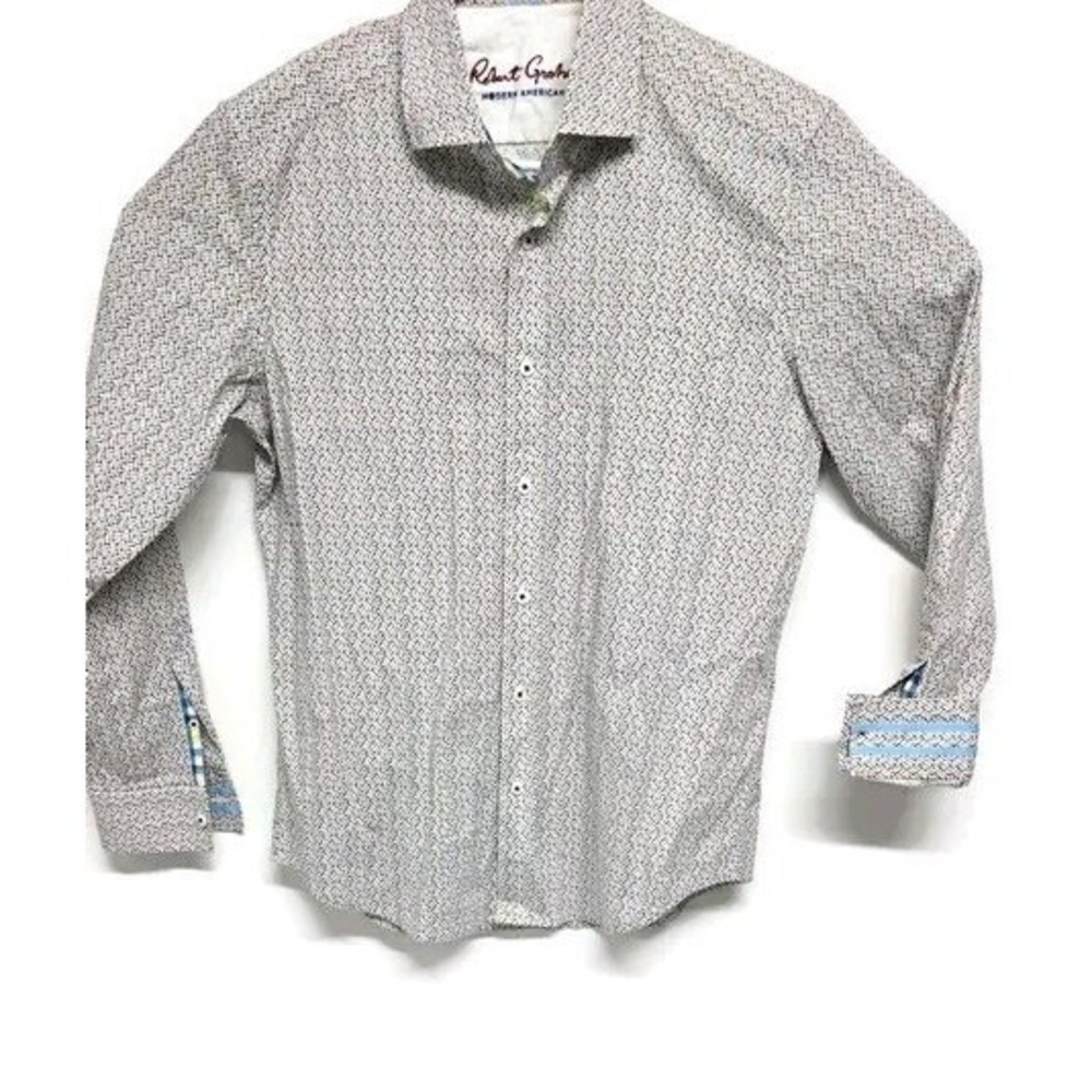 Robert Graham Mens Tailored Fit Multi Color Micro Paisley Button Down Shirt M